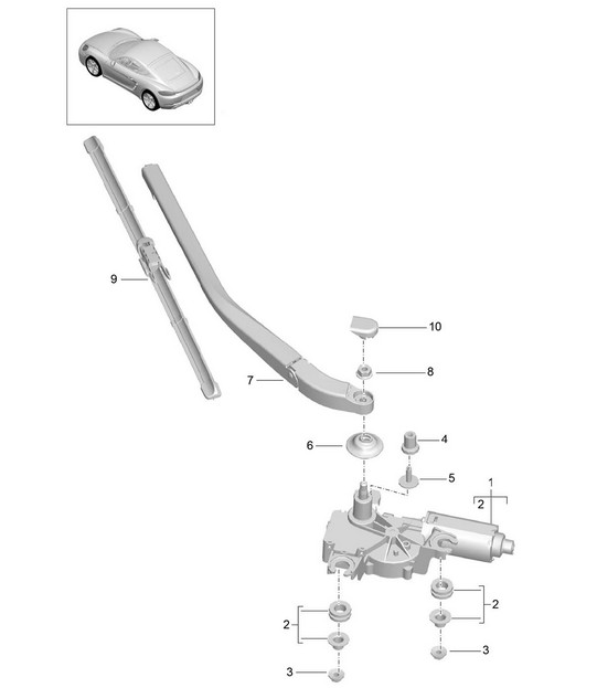 Rear window wiper (PR:425) 718C (982C) Cayman 2017>>