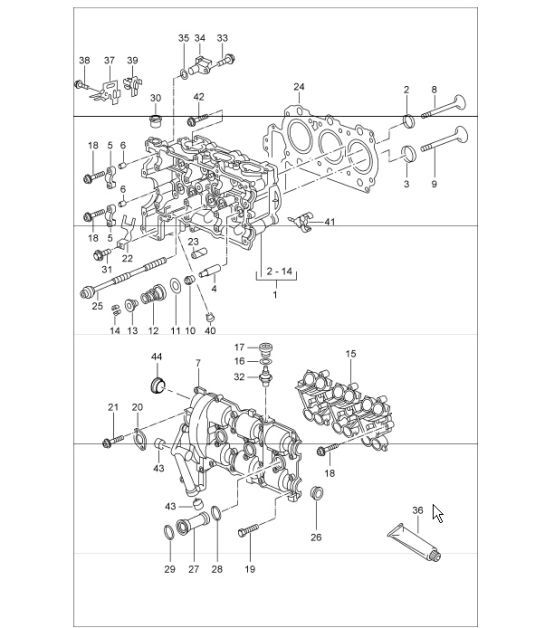 Diagram 103-00 Porsche Cayenne V6 3.6L Benziner 300 PS Motor