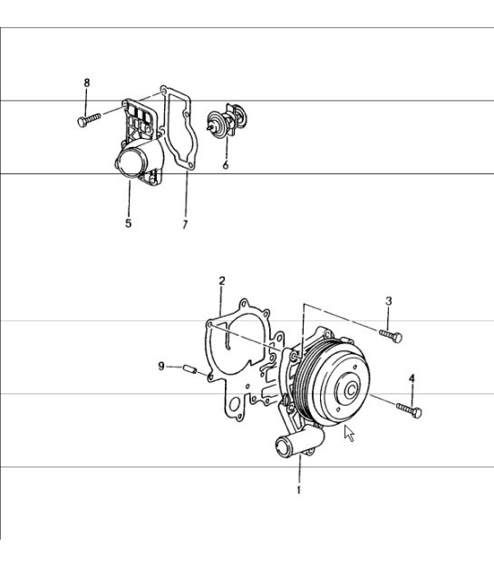 water pump, thermostat housing 986 Boxster 1997-04