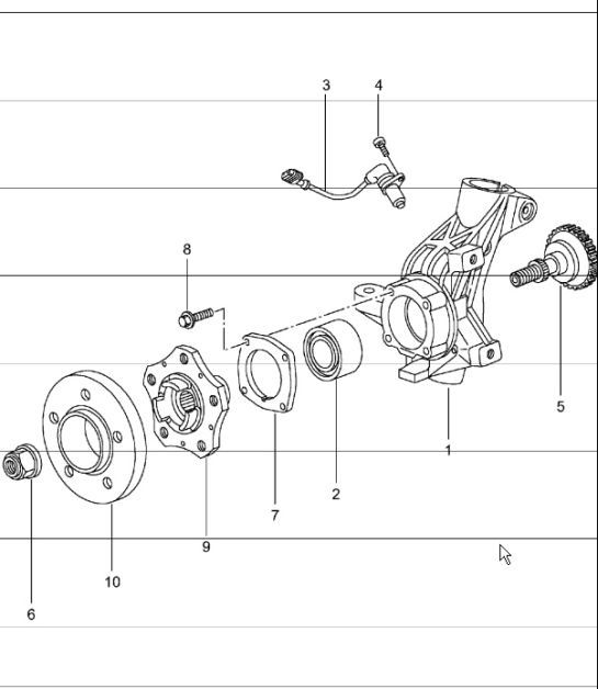 Diagram 401-05 Porsche Boxster 986/987/981 (1997-2016) Vooras, besturing 