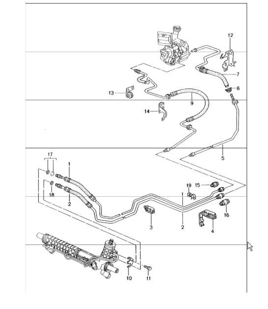 Diagram 403-01 Porsche Cayman 987C/981C (2005-2016) Vorderachse, Lenkung 