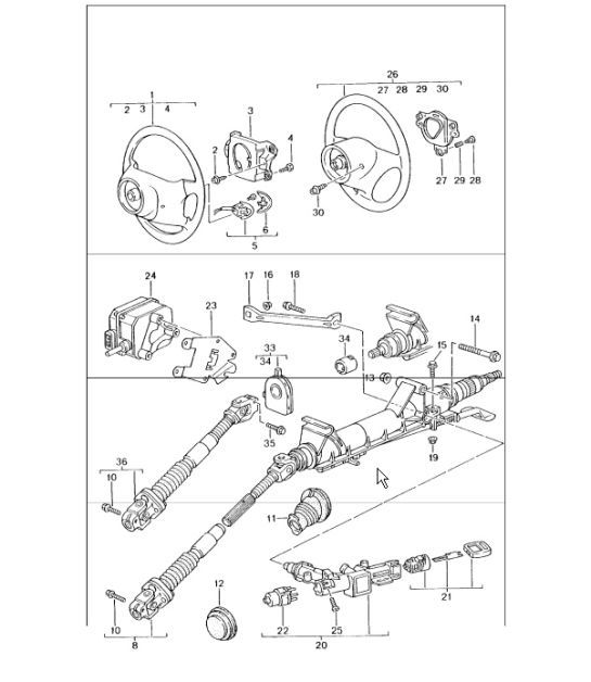 Diagram 403-05 Porsche Macan (95B) MK1 (2014-2018) Front Axle, Steering 