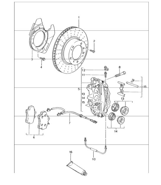 disc brake front axle 986 Boxster 1997-04
