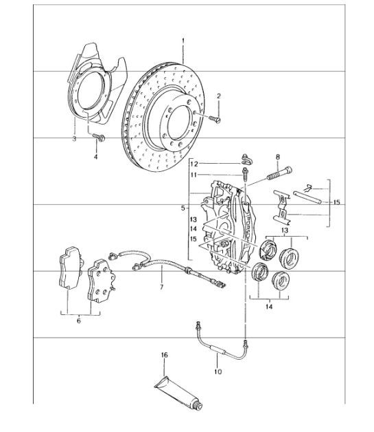 Diagram 602-00 Porsche Boxster 986 2.7L 1999-02 Wheels, Brakes