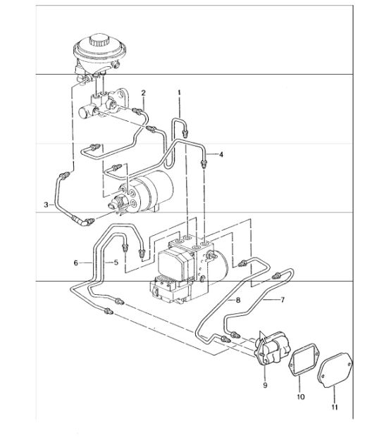 brake lines body front section 986 Boxster M476 (PSM) 2001 ONWARDS