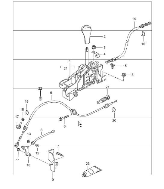 Diagram 701-01 Porsche 997 (911) MK2 2009-2012 Hand Lever System, Pedal Cluster 