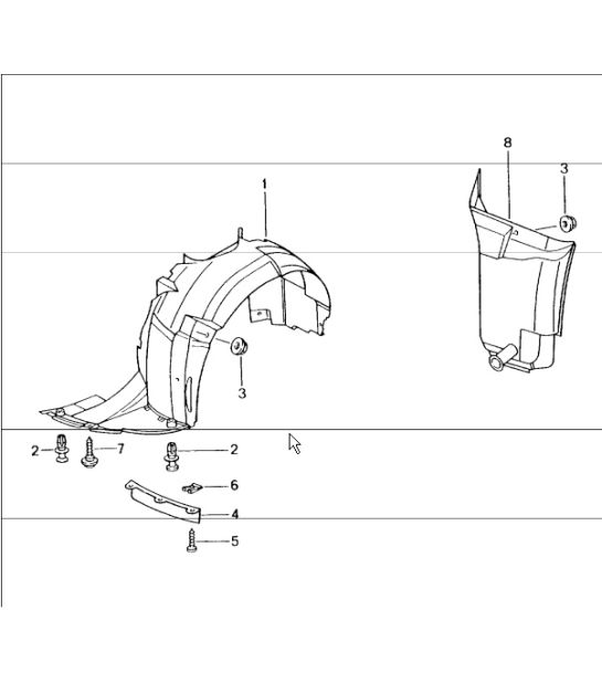 linings for wheel housing 986 Boxster 1997-04