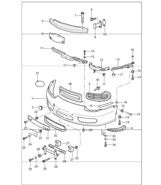 bumper front 986 Boxster 1997-04