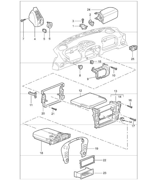 accessories dashboard trim 986 Boxster 2003 ONWARDS
