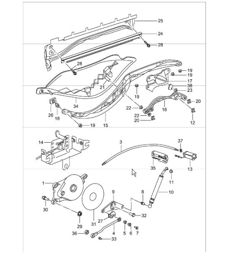 driving mechanism, convertible top, convertible top compartm., lid for 986 Boxster 1997-04
