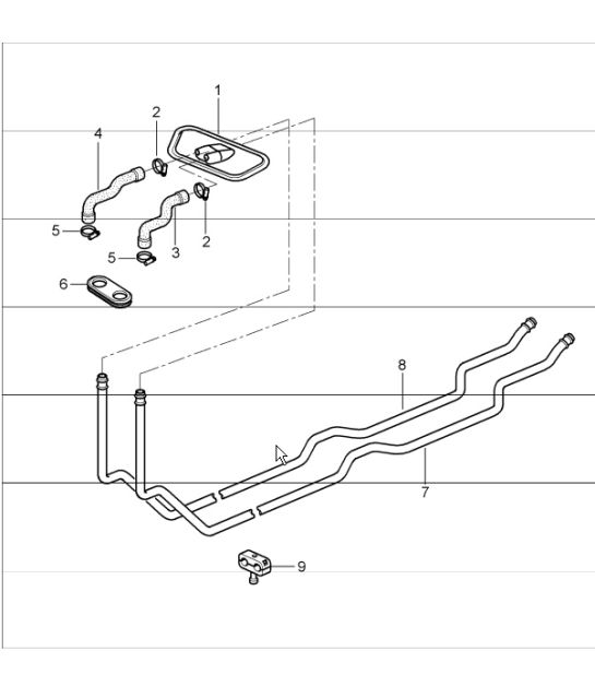 heating system 1, feed line, return line 986 Boxster 1997-04