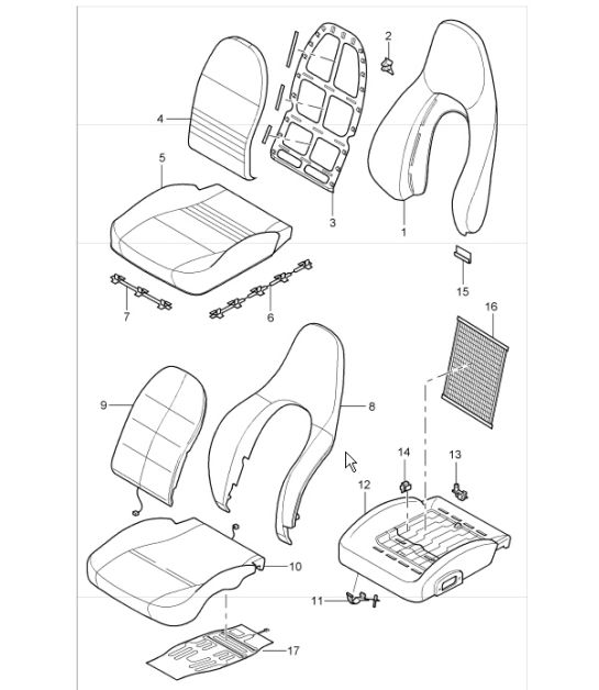 cover, foam part, standard seat, comfort seat 986 Boxster 1997-04