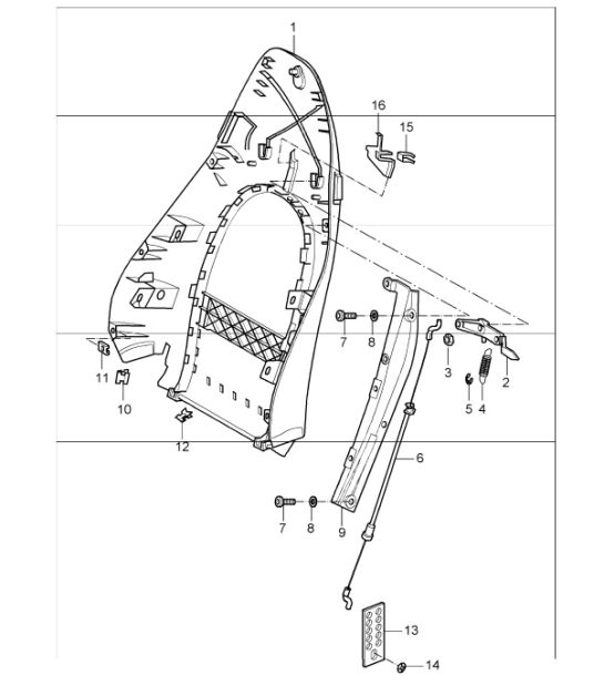 backrest shell, standard seat, comfort seat 986 Boxster 1997-04
