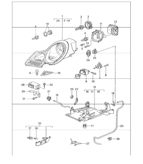 headlamp direction indicator light M601 (Litronic headlights) for 986 Boxster 1999 ONWARDS