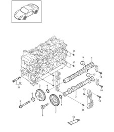Camshaft / Hydraulic tappet / Camshaft adjuster unit (Model: A120,A121) 987.2 Boxster / Boxster S 2009-12
