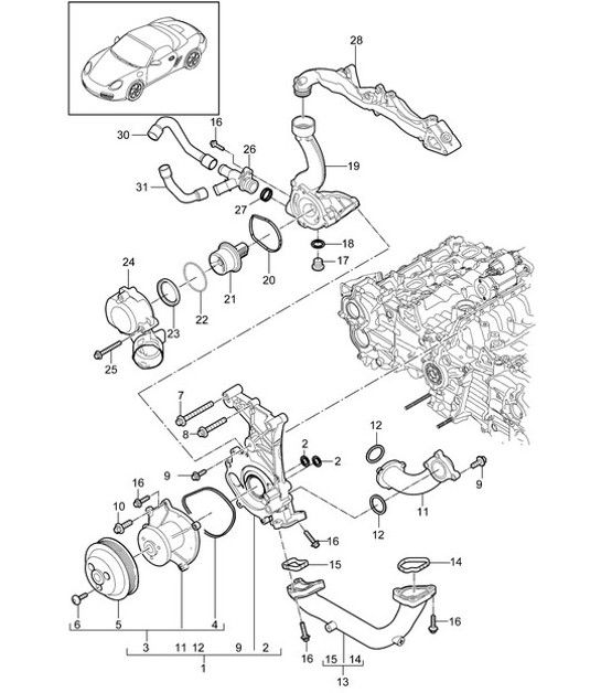 Diagram 105-000 Porsche Macan (95B) MK1 (2014-2018) Engine