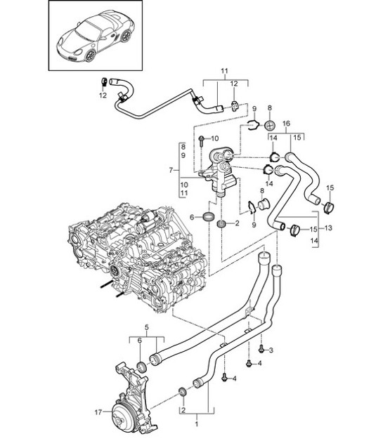Diagram 105-005 Porsche 964 (911) (1989-1994) Engine