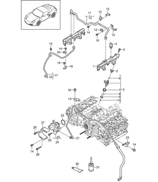 Diagram 107-005 Porsche Boxster 986/987/981 (1997-2016) Engine