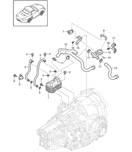 - PDK - Gearbox / Heat exchanger / Oil pipe / Water pipe 987.2 Boxster / Boxster S 2009-12