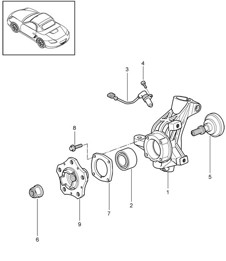 Wheel carrier / Wheel hub 987.2 Boxster / Boxster S 2009-12