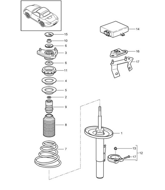 Diagram 402-000 Porsche Macan (95B) MK1 (2014-2018) Front Axle, Steering 