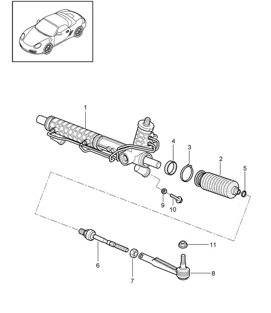 Power steering / Steering gear / Steering parts 987.2 Boxster / Boxster S 2009-12