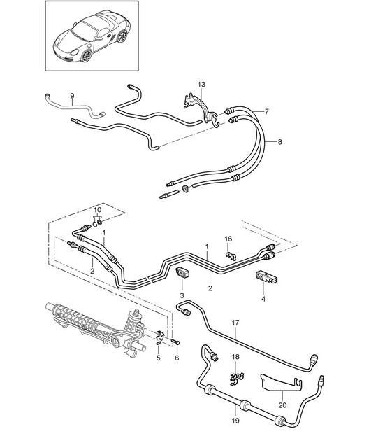 Power steering / Lines 987.2 Boxster / Boxster S 2009-12