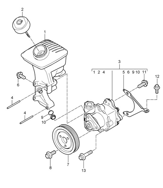 Power steering / Power-steering pump / container 987.2 Boxster / Boxster S 2009-12