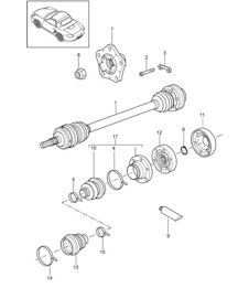 Drive shaft / Wheel hub 987.2 Boxster / Boxster S 2009-12