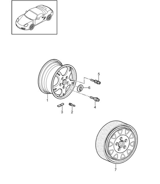 Diagram 601-000 Porsche 911 & 912 (1965-1989) Wheels, Brakes