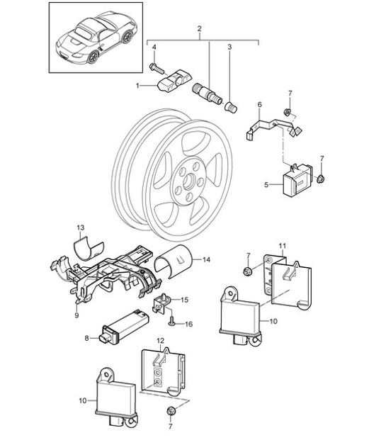 Diagram 601-005 Porsche Macan (95B) MK1 (2014-2018) Wheels, Brakes