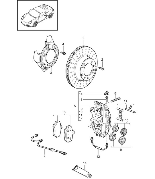 Disc brake / Rear axle 987.2 Boxster / Boxster S 2009-12