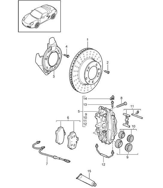 Diagram 603-000 Porsche 卡宴 Turbo 4.5L 2003>> 车轮、制动器