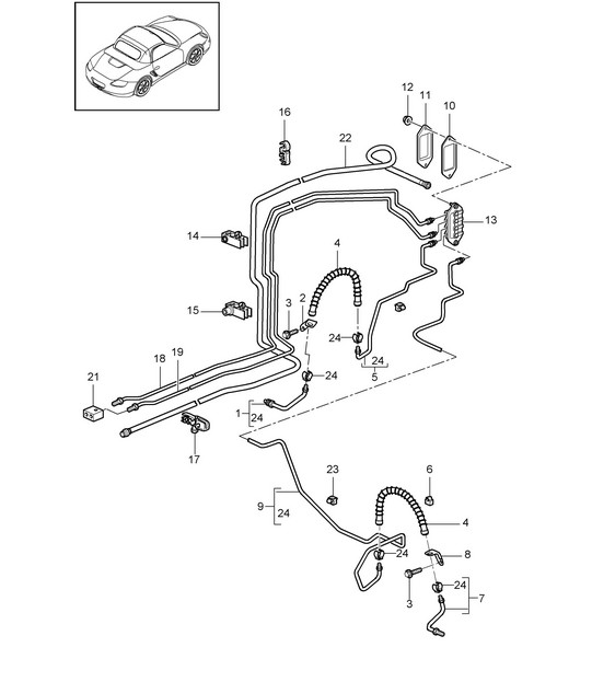 Brake lines / Underbody / Vacuum line 987.2 Boxster / Boxsters S 2009-12