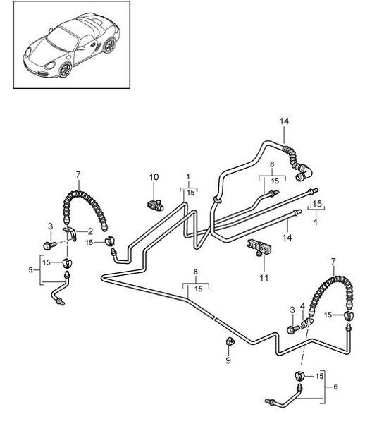 Diagram 604-015 Porsche 997 GT3 2007>> Roues, Freins