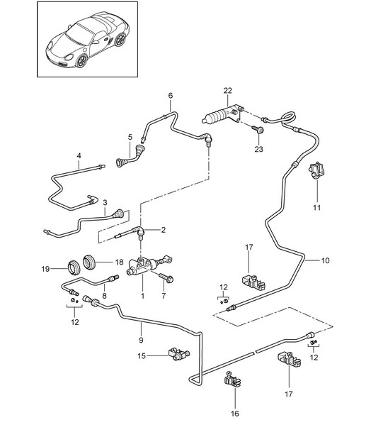 Clutch actuation / Clutch master cylinder / Clutch tube - PR:480, 6-speed manual - 987.2 Boxster / Boxster S 2009-12