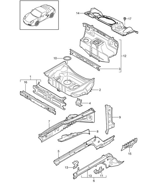 Diagram 801-010 Porsche Boxster 986 2.7L 2003-04 Body