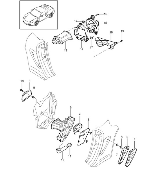 Ventilation /  Engine compartment 987.2 Boxster / Boxster S 2009-12