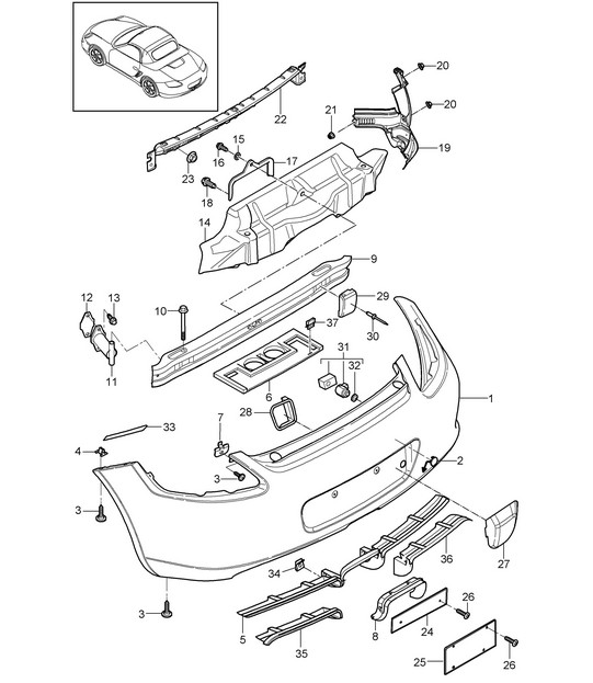 Rear bumper 987.2 Boxster / Boxster S 2009-12