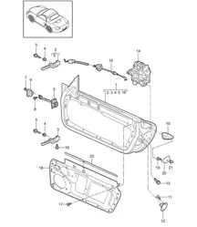 Door shell / Installation parts / Door lock  987.2 Boxster / Boxster S 2009-12