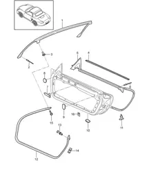 Door seal / Seal windshield frame 987.2 Boxster / Boxster S 2009-12