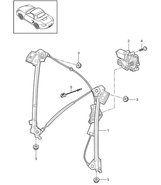 Window regulator 987.2 Boxster / Boxster S 2009-12