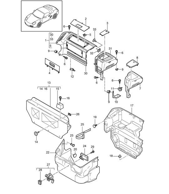 Luggage compartment - FRONT  - 987.2 Boxster / Boxster S 2009-12