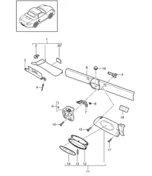 Windshield frame / Sun vizors 987.2 Boxster / Boxster S 2009-12