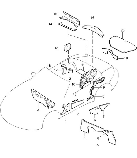 Body / Sound proofing 987.2 Boxster / Boxster S 2009-12