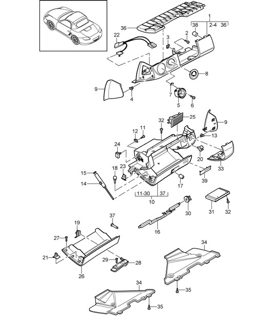 Glove box / Cover and Trim / (drivers side) 987.2 Boxster / Boxster S 2009-12