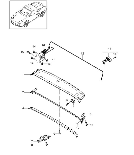 Convertible top / Frame / Individual parts / Seal 987.2 Boxster SPYDER (PR:778) 2010>>