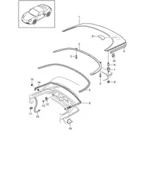 Convertible top stowage box / Cover / Gaskets 987.2 Boxster / Boxster S 2009-12