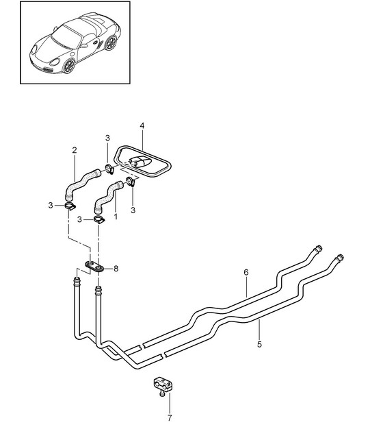 Heating system / Feed line / Return line 987.2 Boxster / Boxster 2009-12