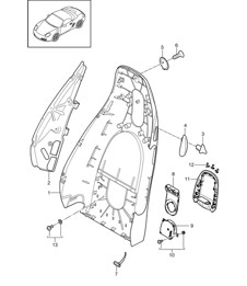 Backrest shell / Standard seat / Comfort seat / Accessories 987.2 Boxster / Boxster S 2009-12